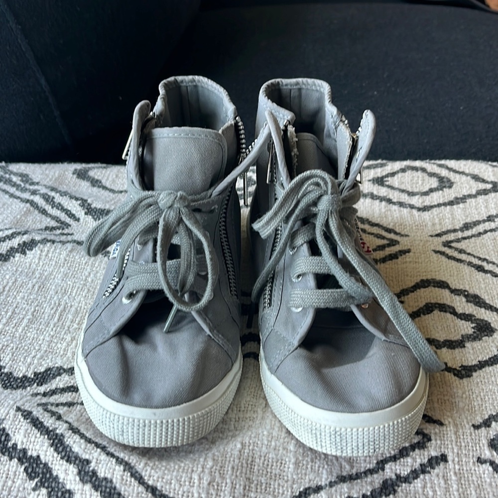 Superga zipper grey high top sneakers